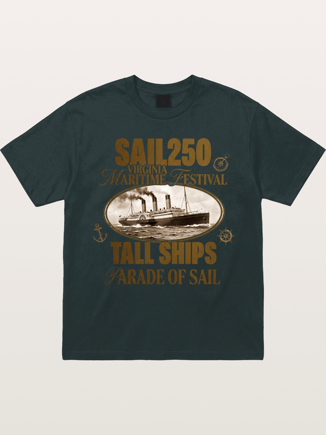 Vintage Sail Ship Maritime Print Gildan T-shirt