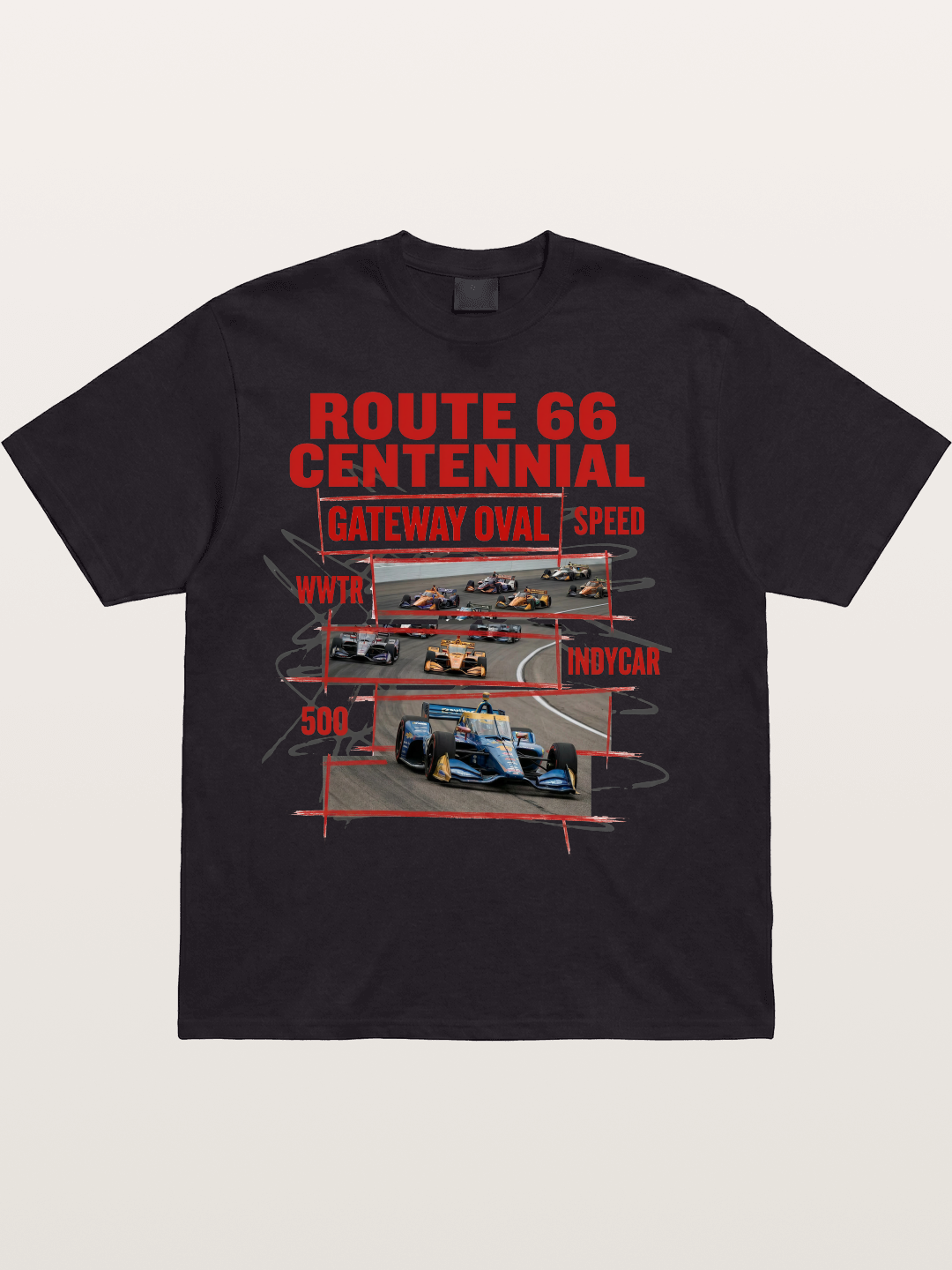 Red Sketch Route66 Race Poster Cotton T-shirt
