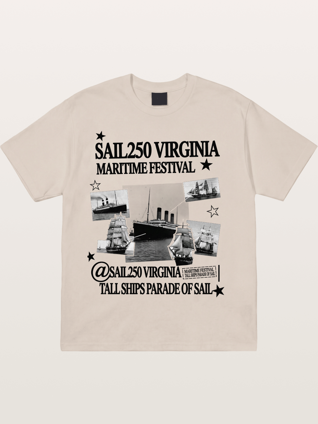 Collage Black White Sailboat Card Cotton T-shirt