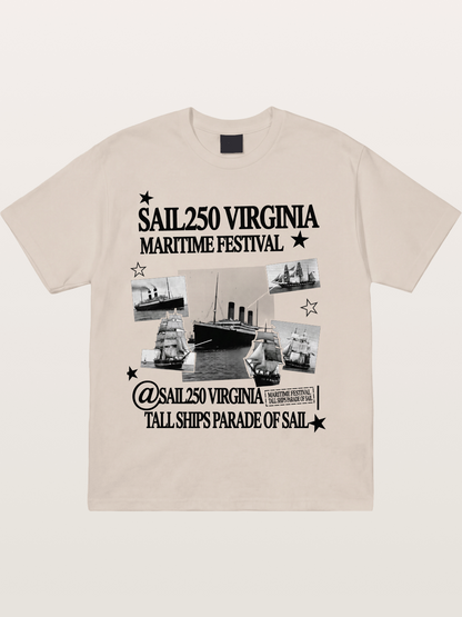 Collage Black White Sailboat Card Cotton T-shirt