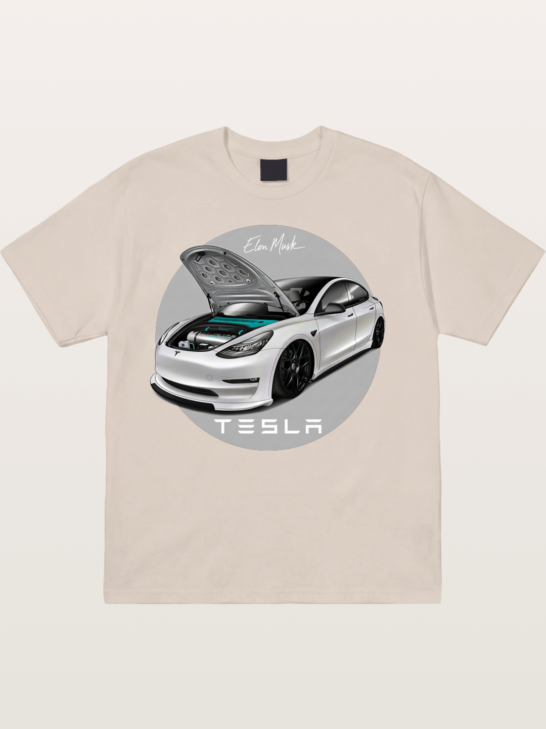Tesla Model 3 Elon Musk Art Cotton T-shirt