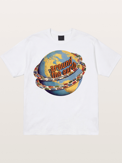 Global Cars Earth Illustration Cotton T-shirt