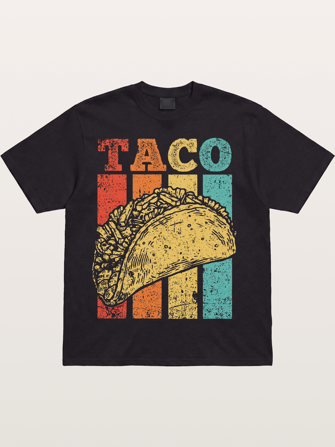 Vintage Taco Retro Stripes Food Cotton T-shirt