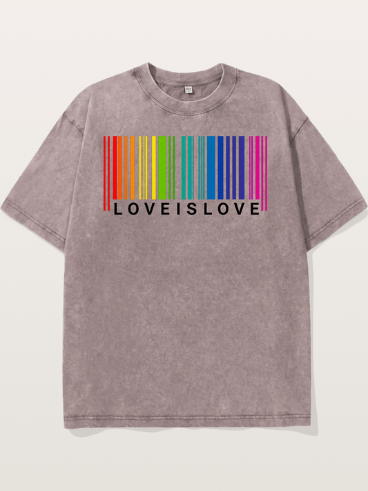Love Is Love Barcode Style Art Washed T-shirt