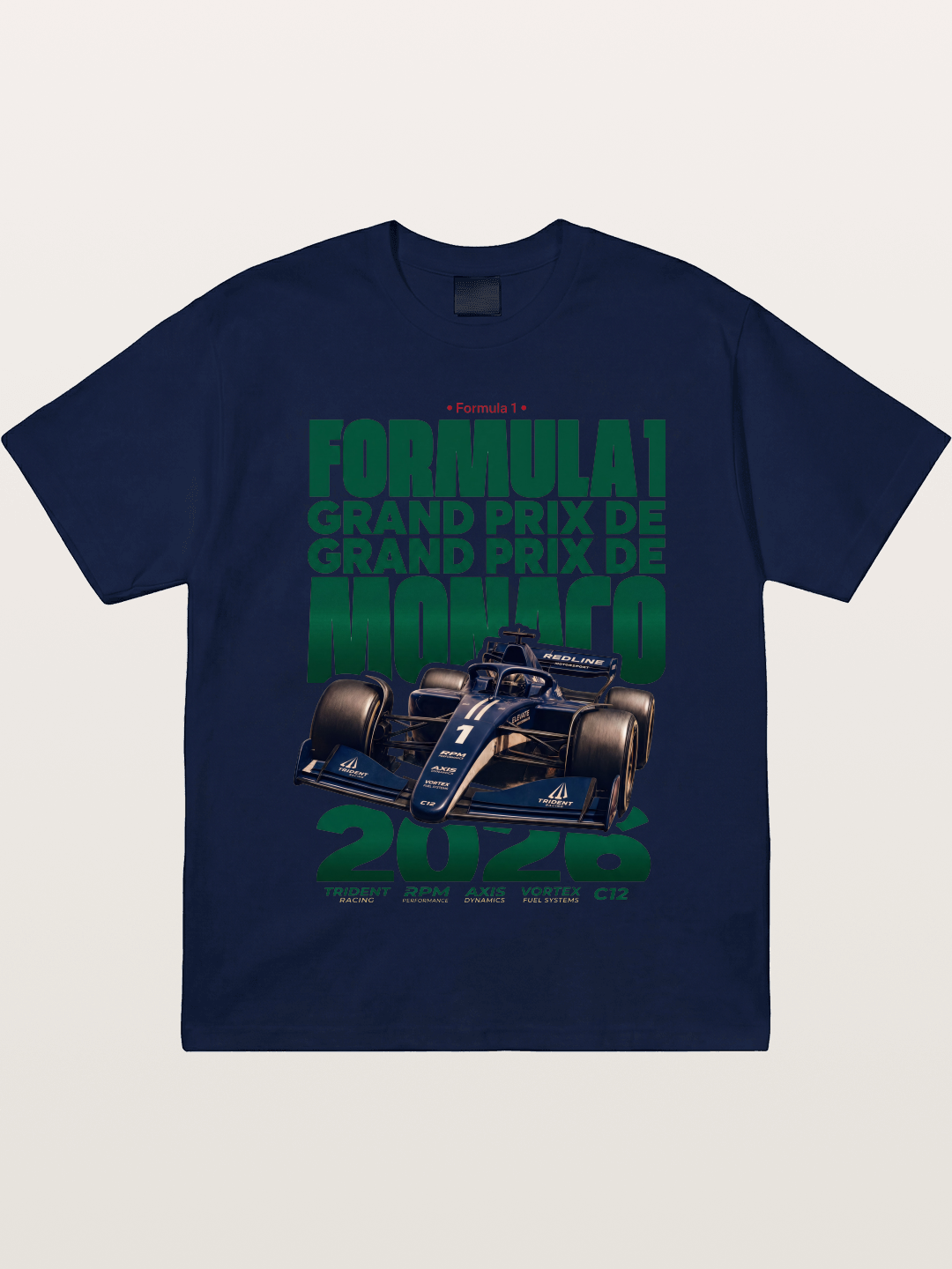 Navy Monaco F1 Grand Prix Art Gildan T-shirt