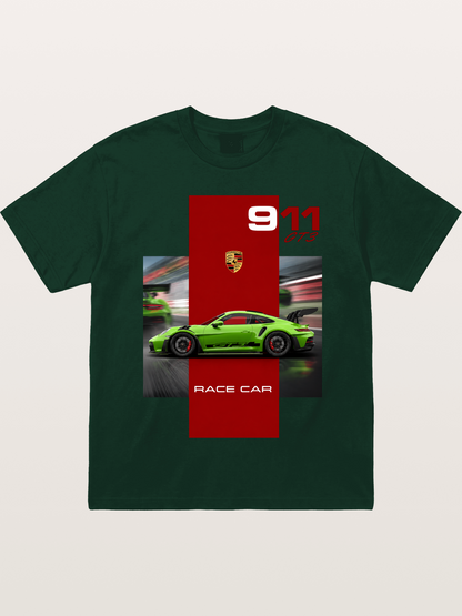 Porsche 911 GT3 Green Race Car Gildan T-shirt