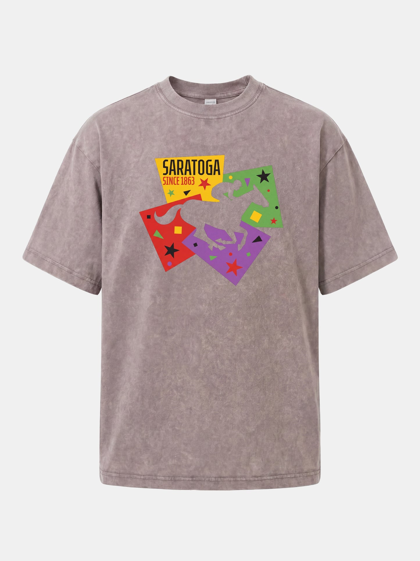 Saratoga Geometric Horse Rider Art Washed T-shirt