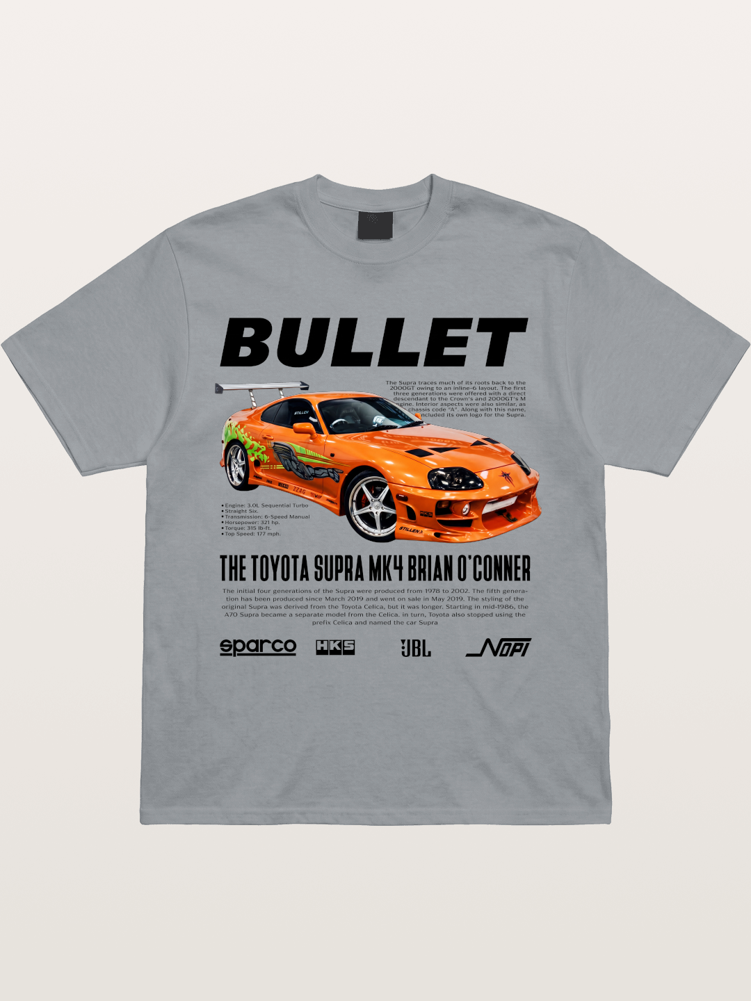 Toyota Supra Fast Furious Print Gildan T-shirt
