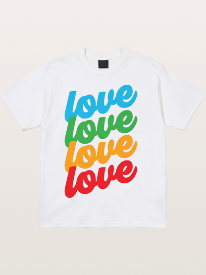 Love Is Love Stacked Rainbow Cotton T-shirt