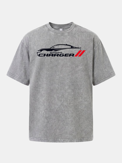 Charger Silhouette Strip Art Washed T-shirt