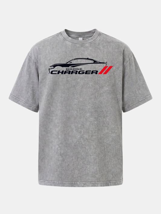 Charger Silhouette Strip Art Washed T-shirt