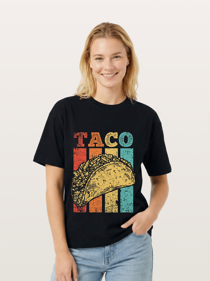 Vintage Taco Retro Stripes Food Gildan T-shirt