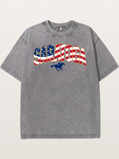 Saratoga Horse Racing American Colors Washed T-shirt