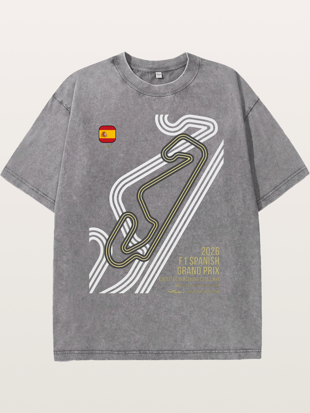 Spanish F1 Catalunya Circuit Layout Washed T-shirt