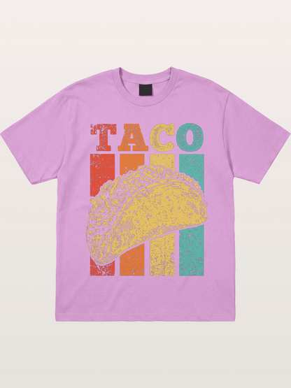 Vintage Taco Retro Stripes Food Gildan T-shirt
