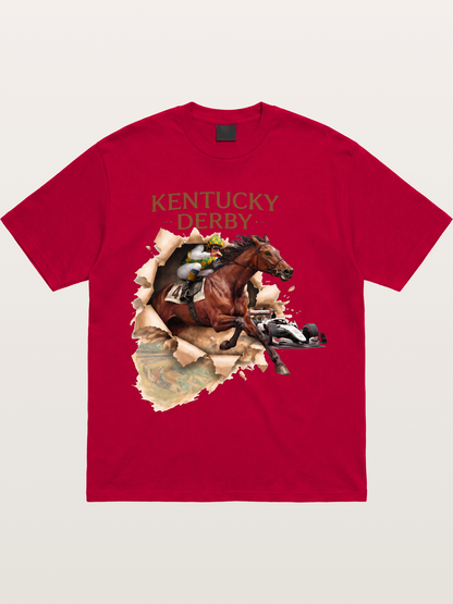Derby Horse & Race Car Collage Design Gildan T-shirt