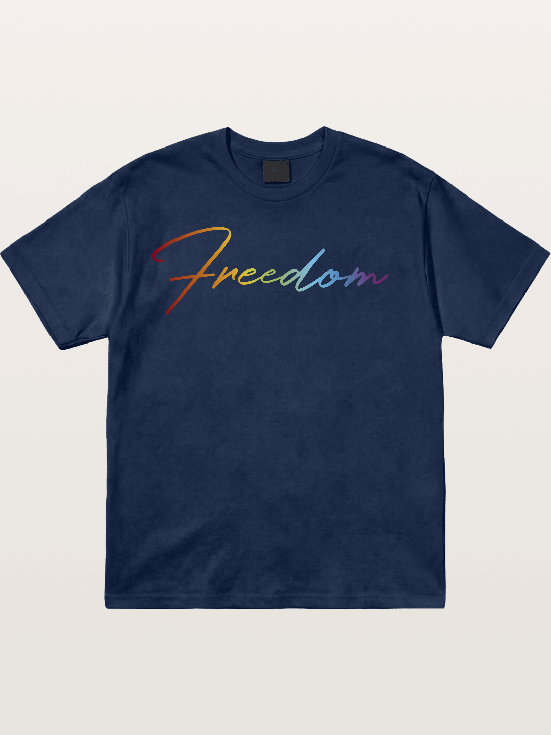 Freedom Rainbow Gradient Script Text Cotton T-shirt