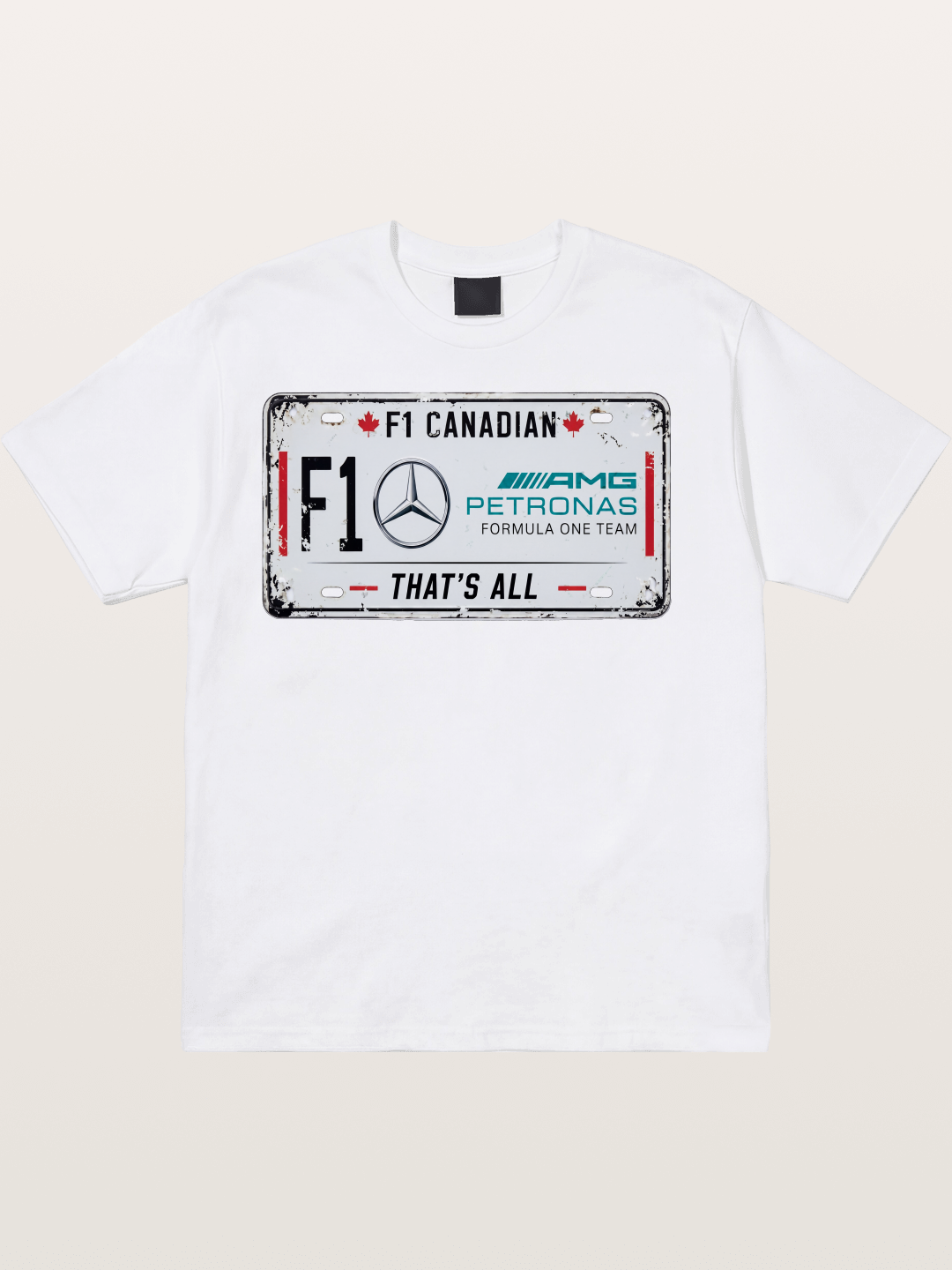 Mercedes F1 License Plate Print Cotton T-shirt