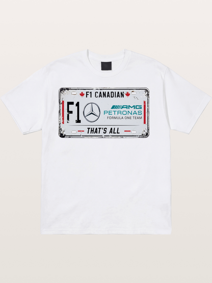 Mercedes F1 License Plate Print Cotton T-shirt