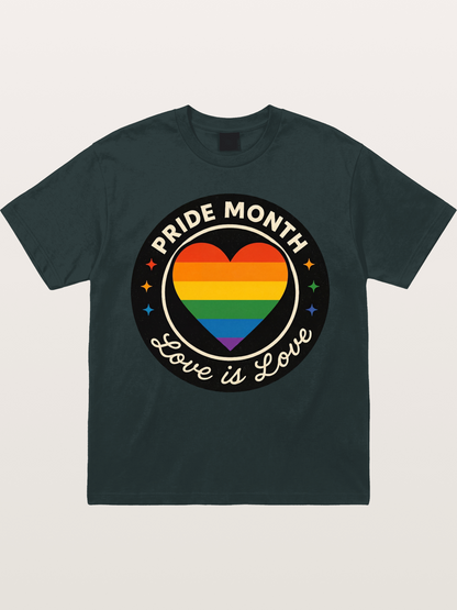 Pride Month Love Is Love Heart Badge Gildan T-shirt