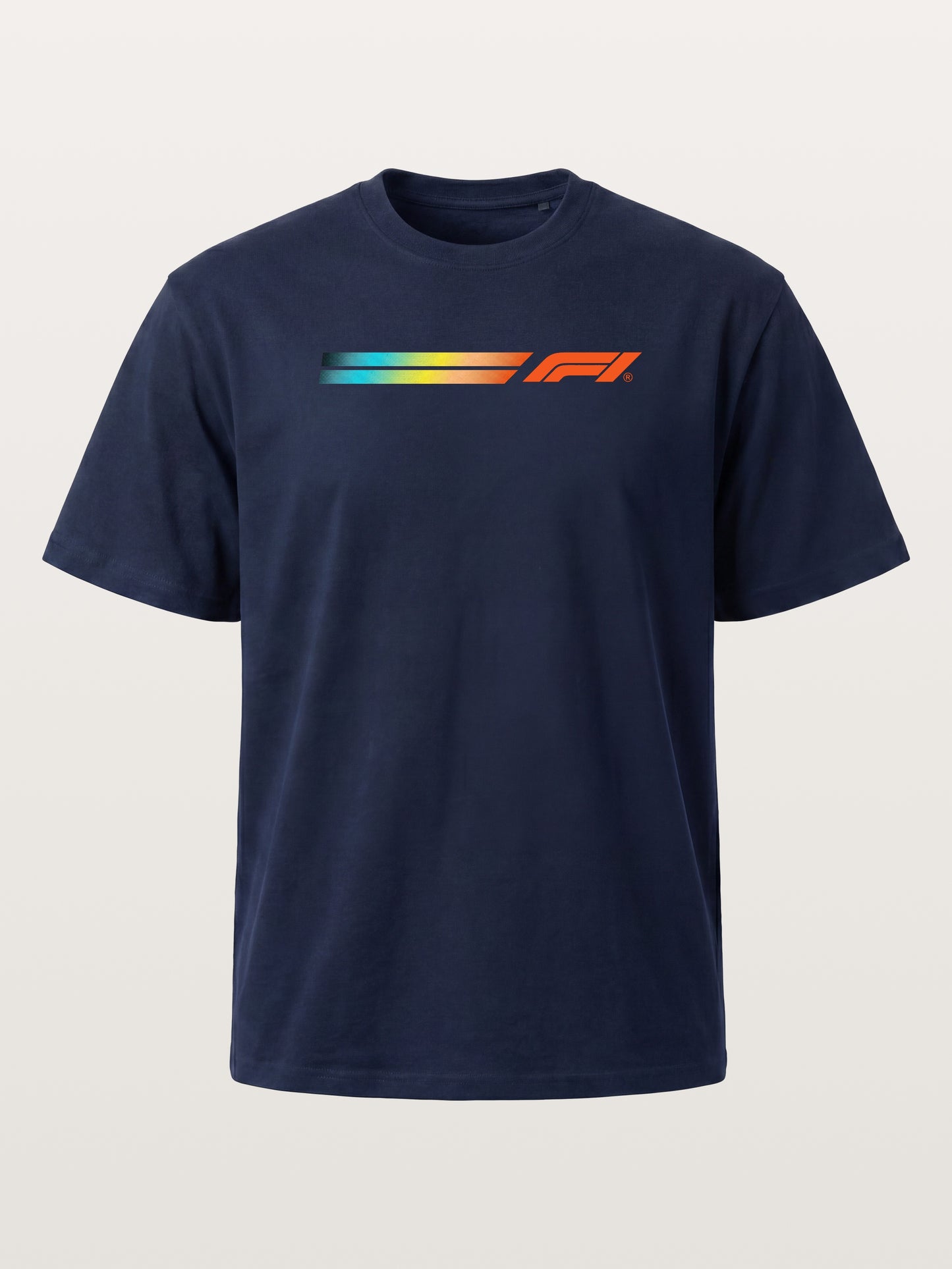 F1 Rainbow Gradient Stripe Banner Cotton T-shirt