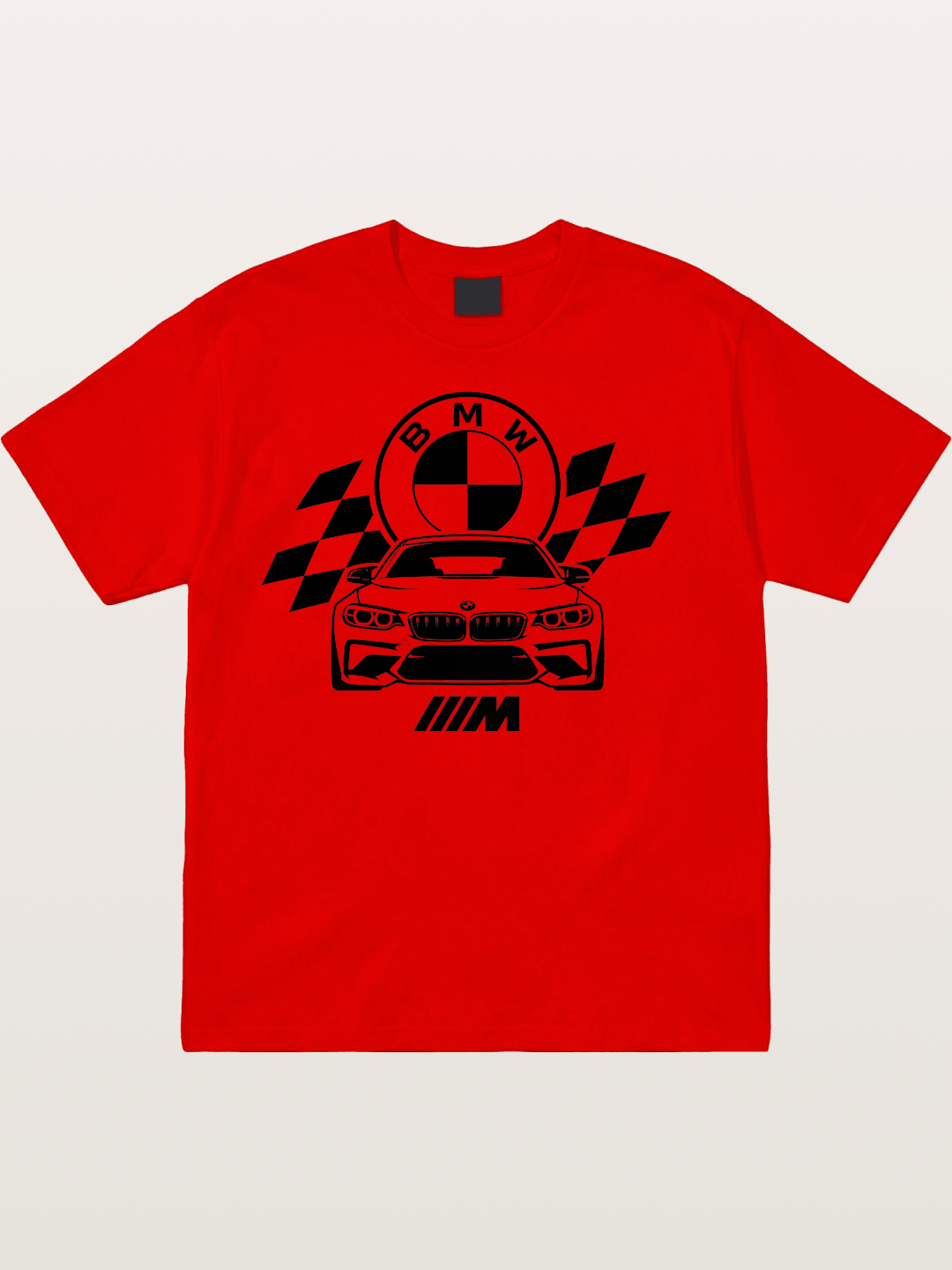 BMW M Series Checkered Flag Print Cotton T-shirt