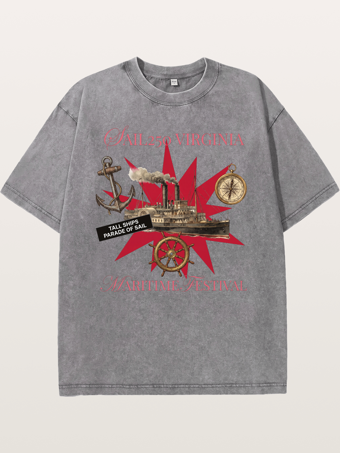 Red Star Tall Ship Festival Art Washed T-shirt