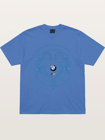BMW M Vintage Steering Wheel Draft Gildan T-shirt