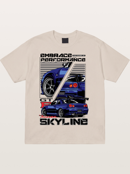Nissan Skyline GT-R R34 Split View Cotton T-shirt