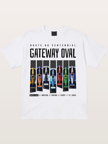Vertical Grid Gateway Oval Art Cotton T-shirt
