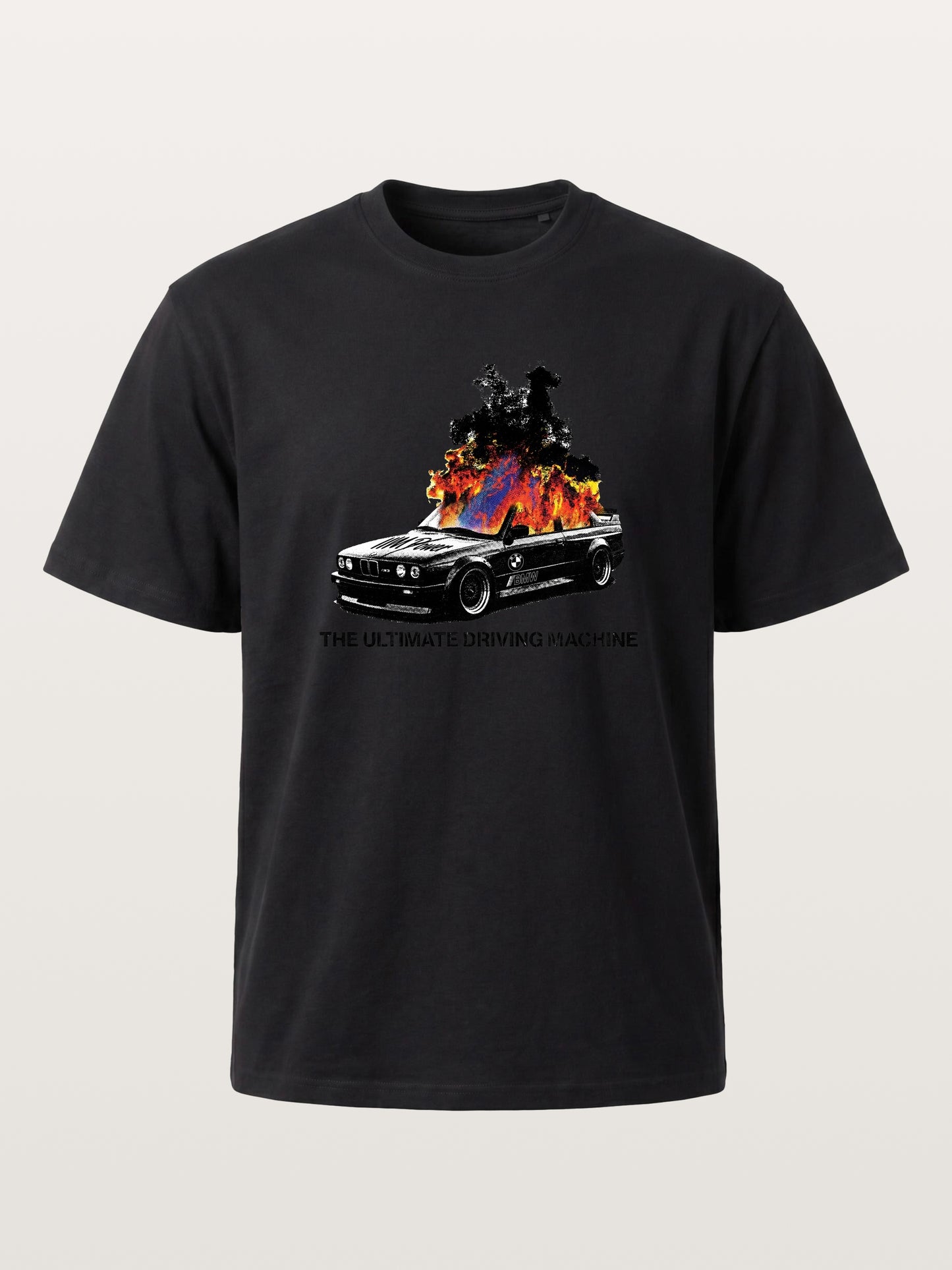 Burning BMW Retro Halftone Poster Gildan T-shirt