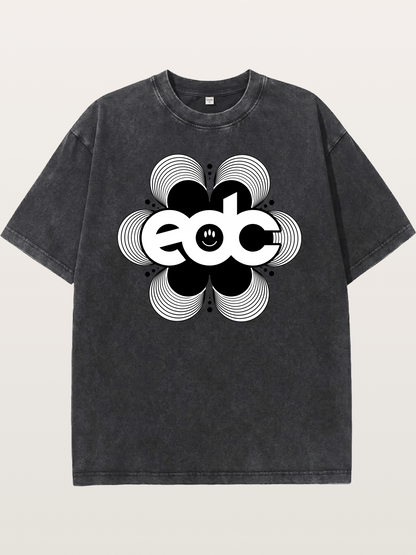 EDC Wavy Daisy Logo Design Washed T-shirt