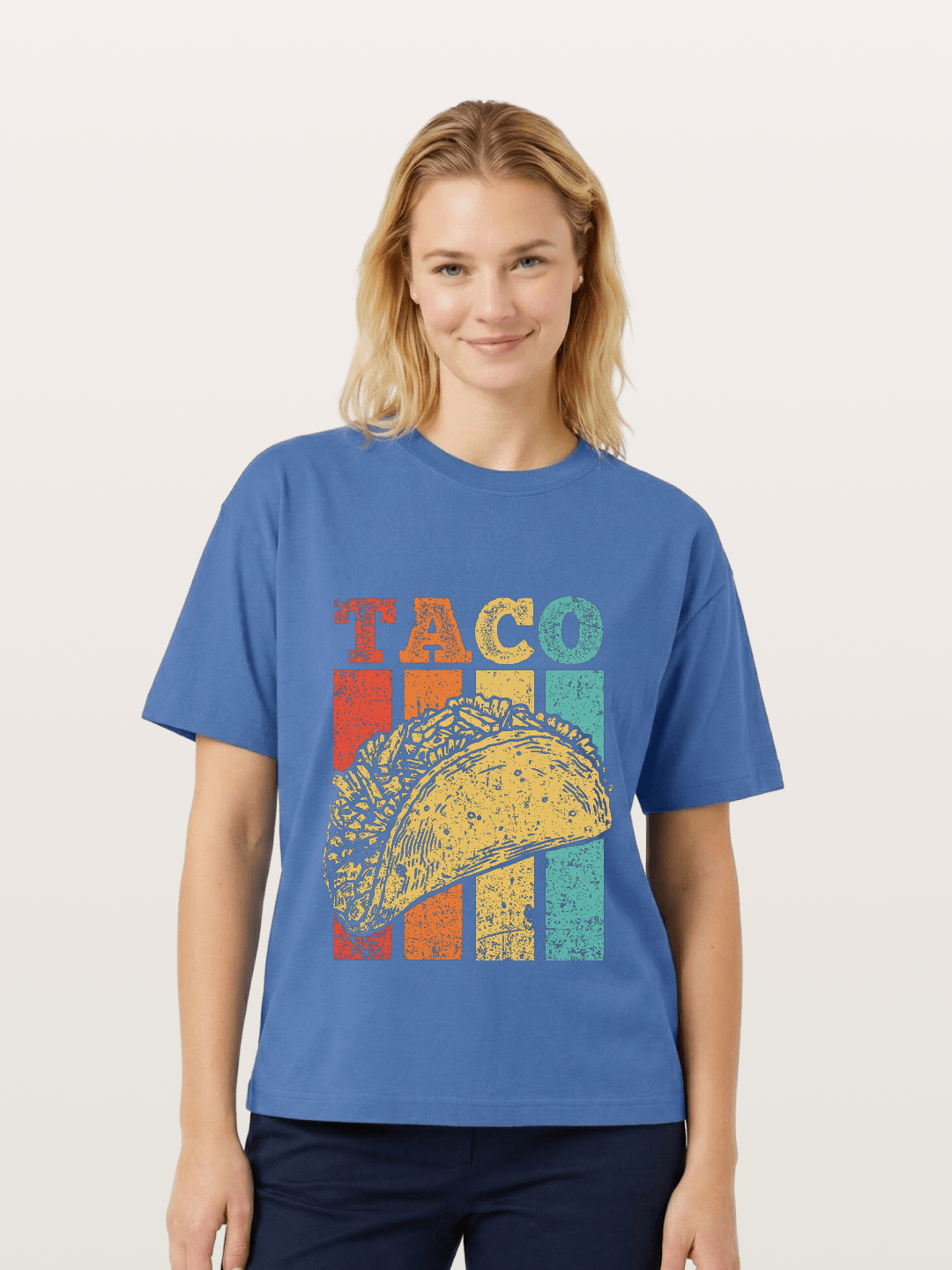 Vintage Taco Retro Stripes Food Gildan T-shirt