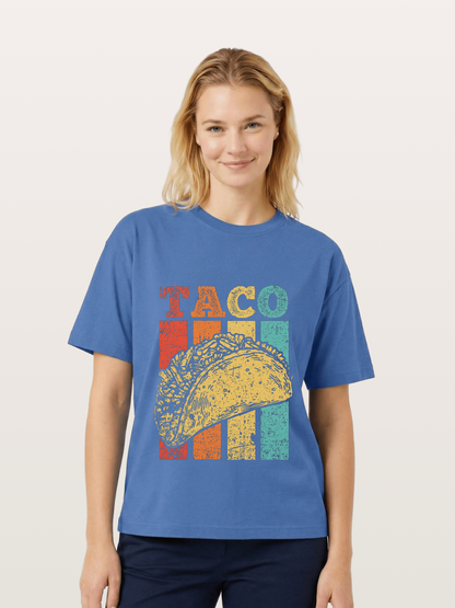 Vintage Taco Retro Stripes Food Gildan T-shirt