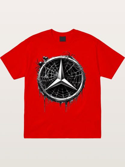Mercedes Spider Web Logo Art Cotton T-shirt