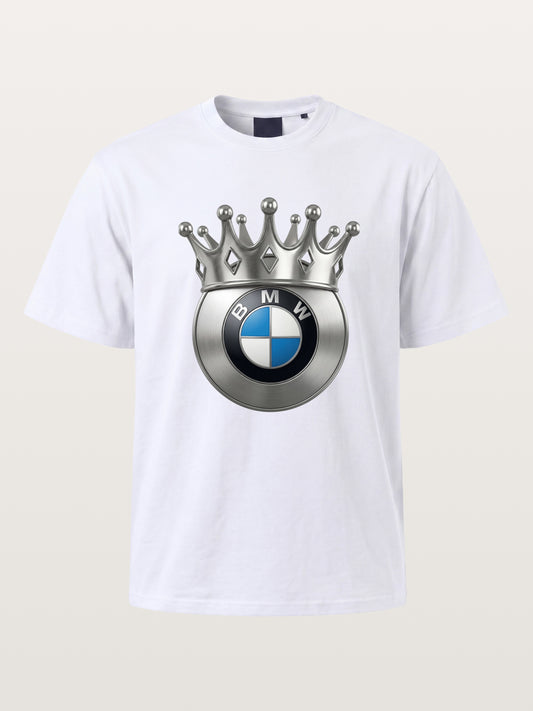 Crowned BMW Logo Metal Art Cotton T-shirt