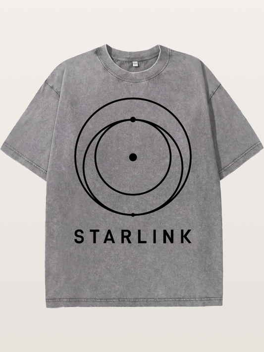 Starlink Orbit Minimal Logo Washed T-shirt