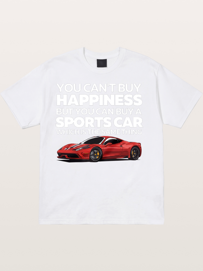 Sports Car Happiness Quote Red Ferrari Cotton T-shirt