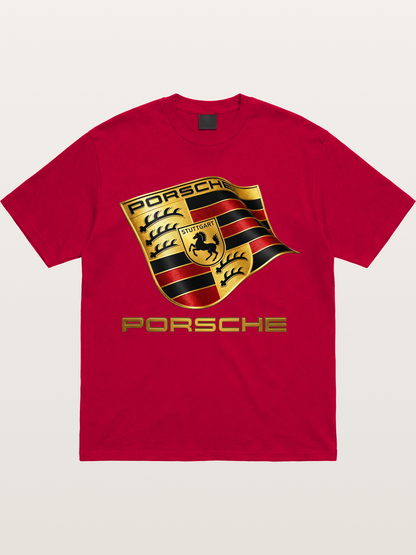 Porsche Waving Crest Art Gildan T-shirt