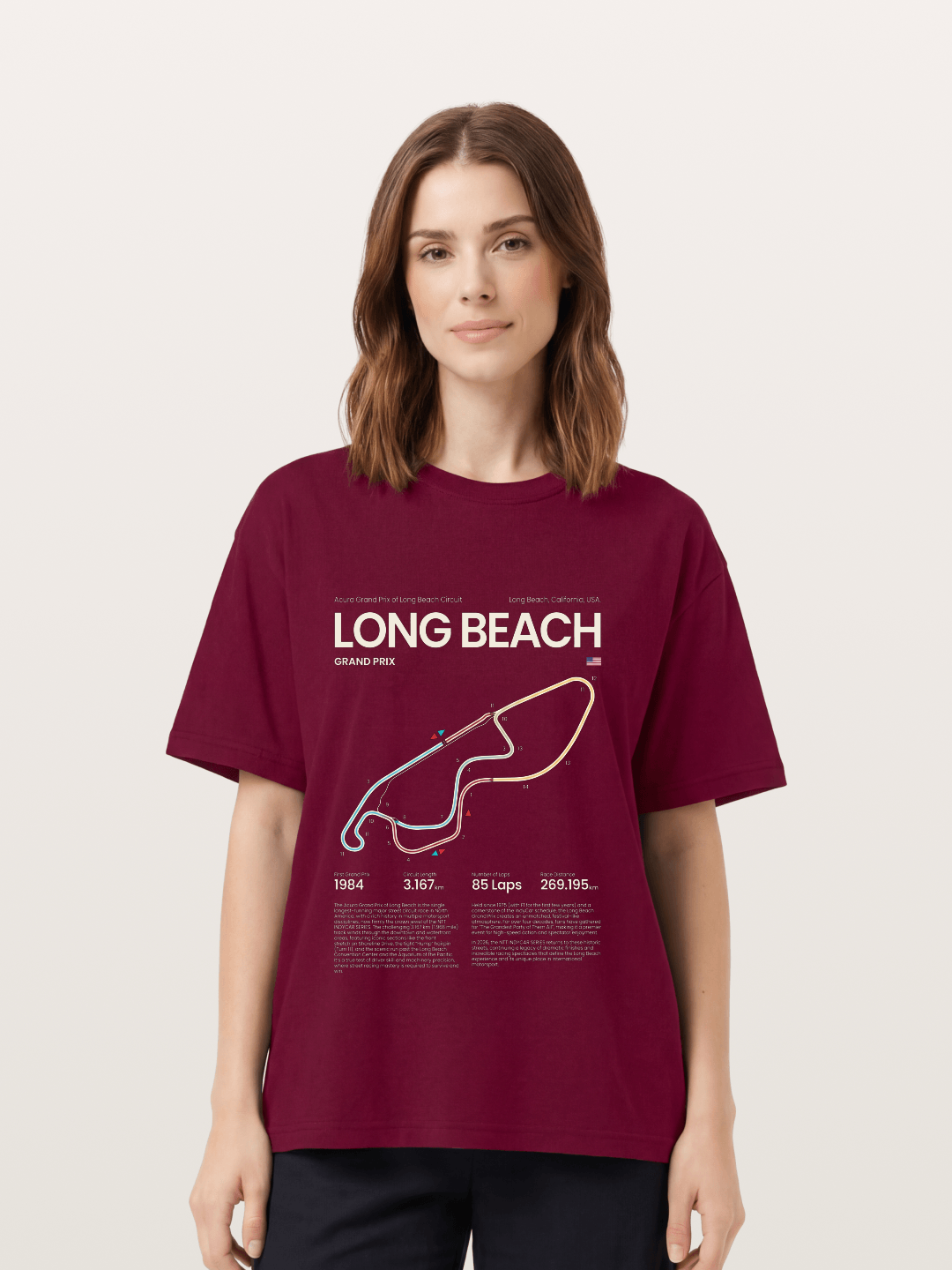 Long Beach GP Circuit Map Gildan T-shirt