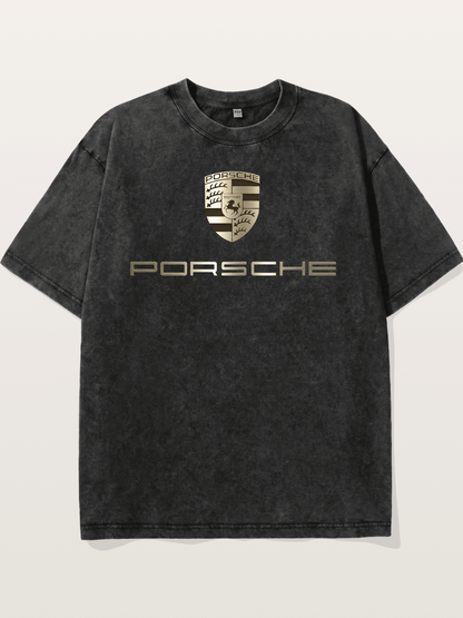 Metallic Porsche Shield Logo Washed T-shirt