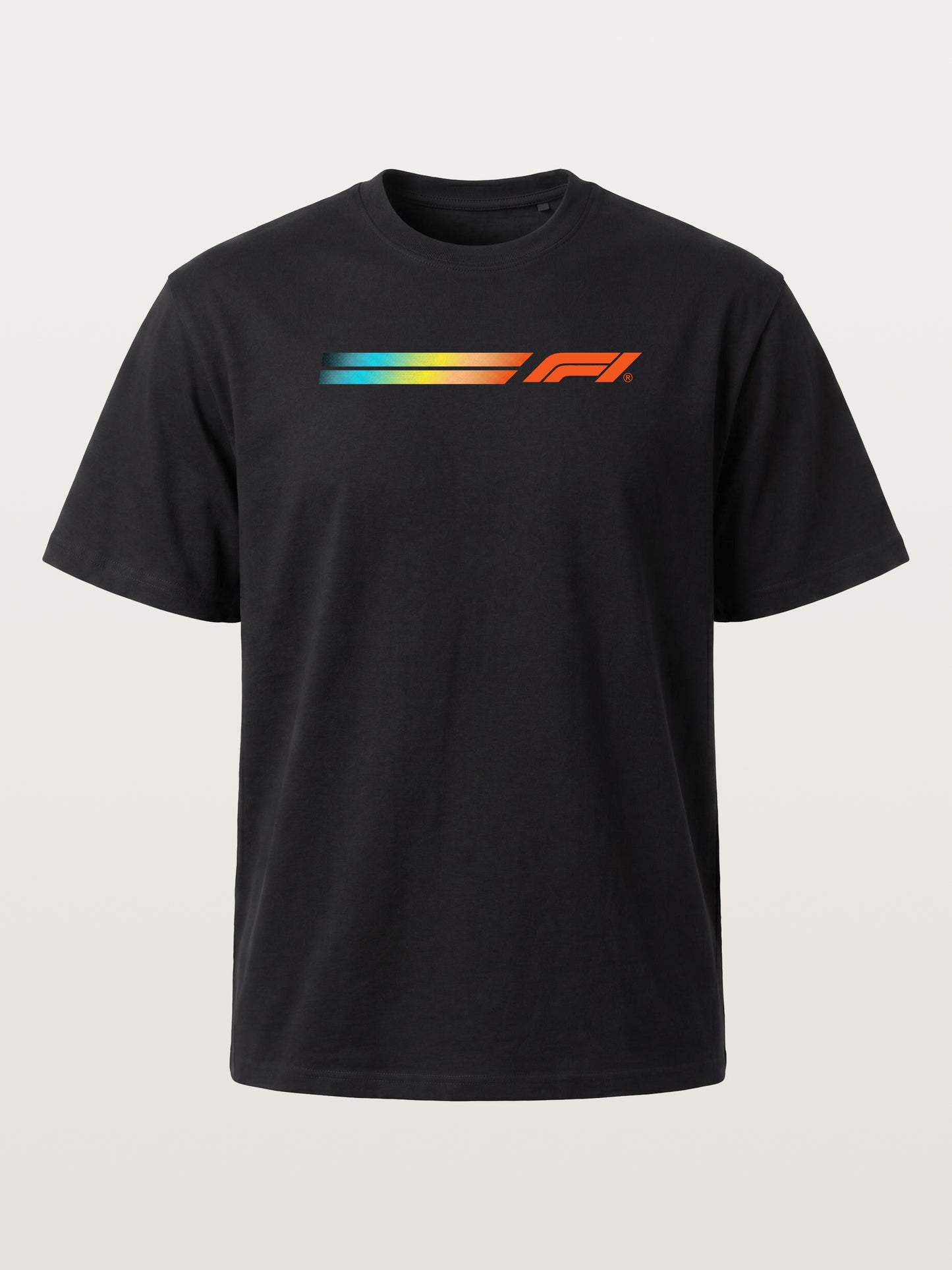 F1 Rainbow Gradient Stripe Banner Cotton T-shirt