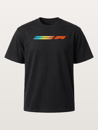 F1 Rainbow Gradient Stripe Banner Cotton T-shirt