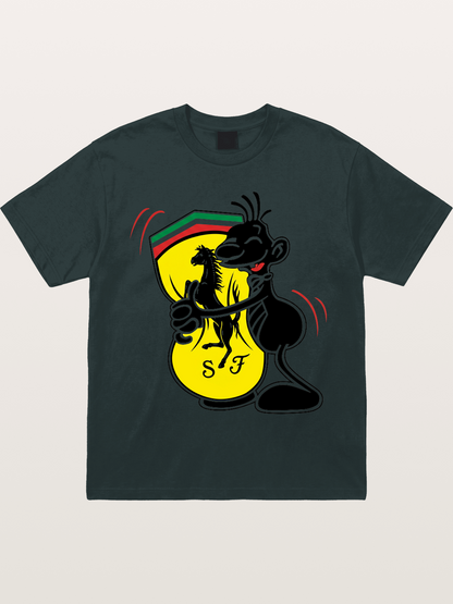Cartoon Figure Embraces Ferrari Gildan T-shirt