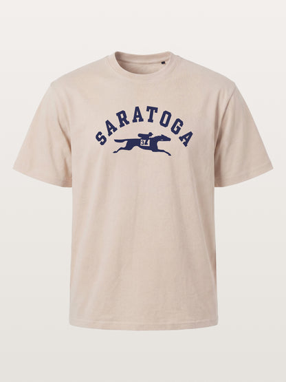 Saratoga Navy Horse Racing Mark Cotton T-shirt