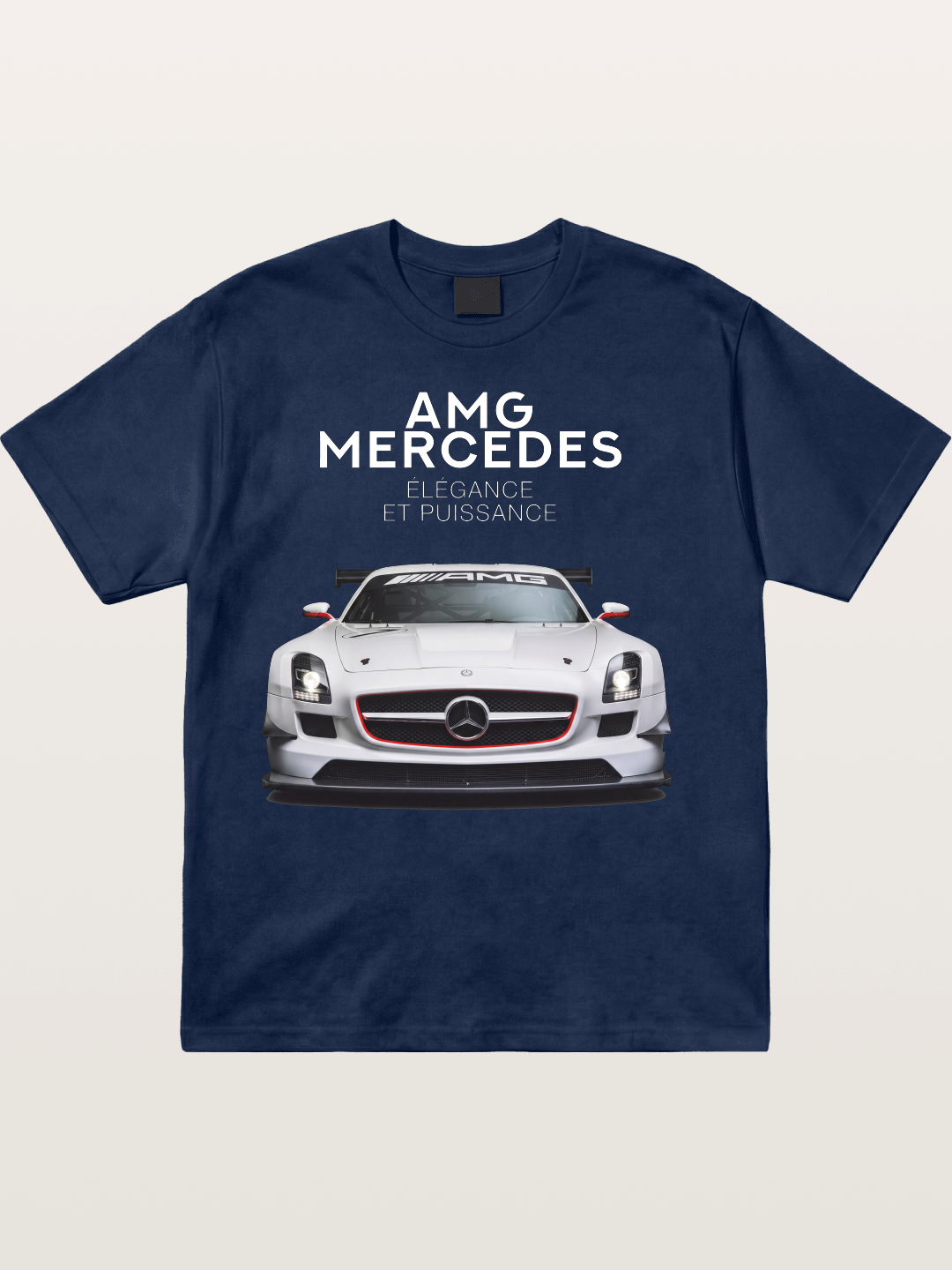 Mercedes AMG SLS White Race Car Cotton T-shirt