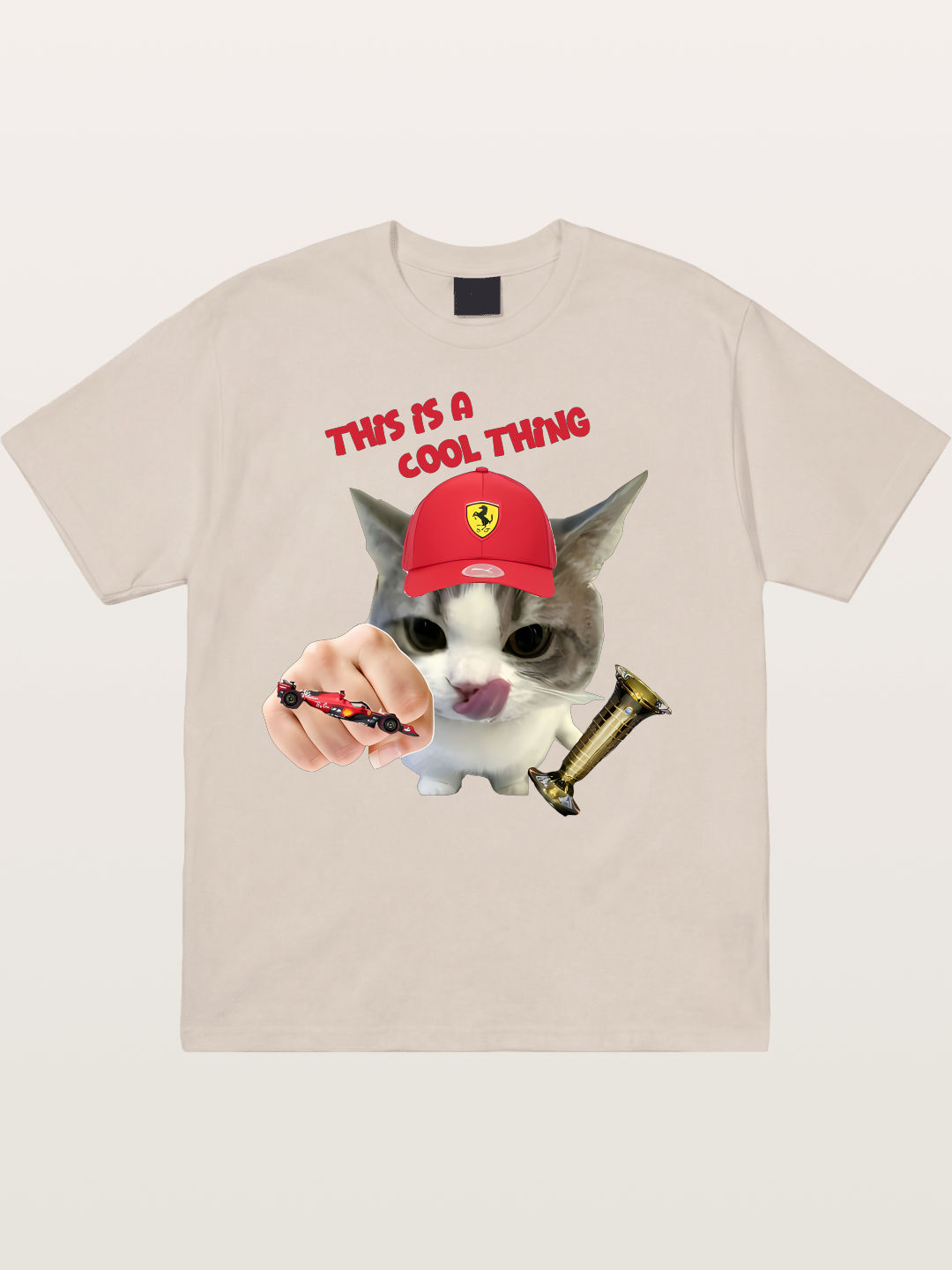 Ferrari Cat F1 Meme Cotton T-shirt