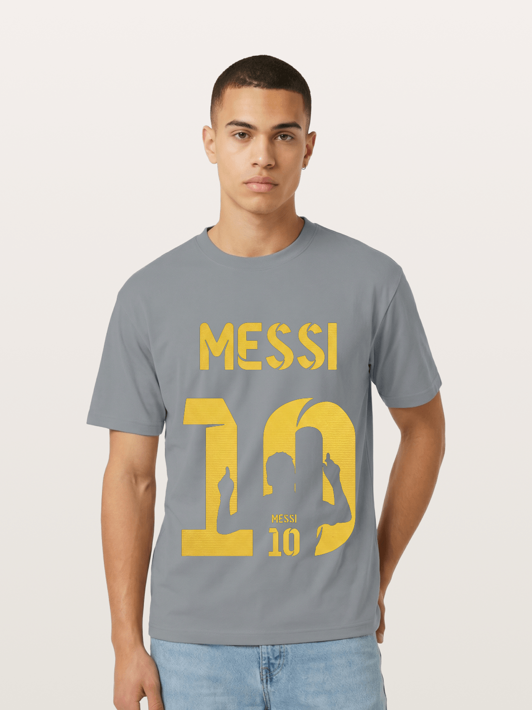 Messi No.10 Gold Silhouette Gildan T-shirt