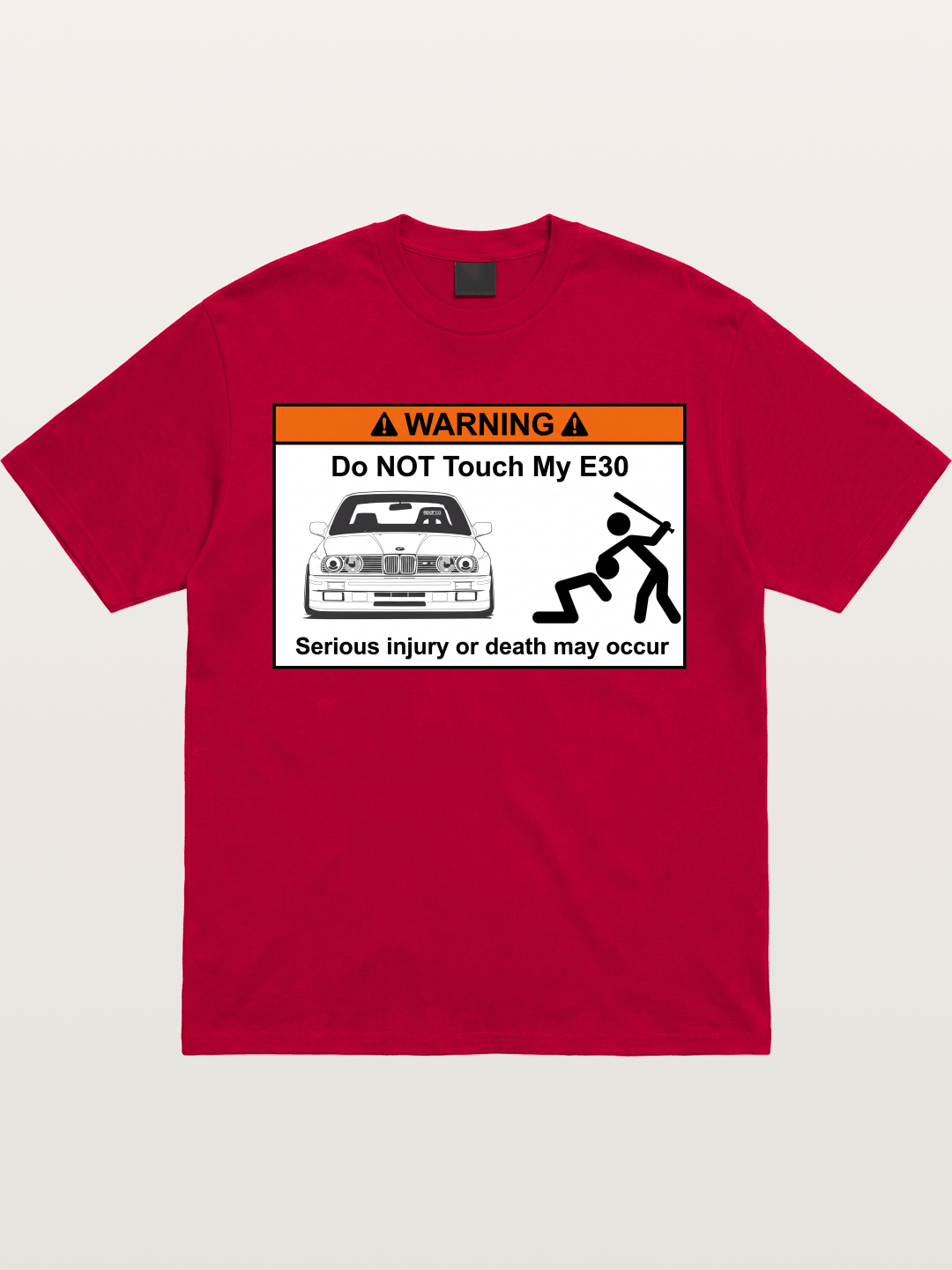 E30 Warning Sticker Print Gildan T-shirt