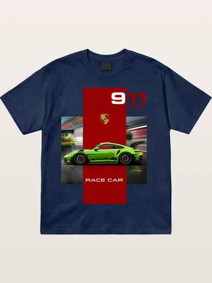 Porsche 911 GT3 Green Race Car Cotton T-shirt